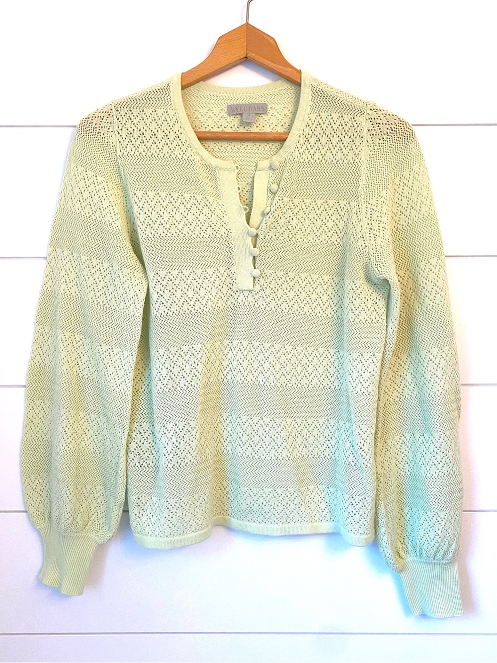 Ryegrass Pastel Green Knit Button-Front Sweater. (Size medium)
